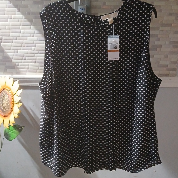 Michael Kors Tops - Plus Size 3X Michael Kors Black and White Polka Dot Blouse NWT